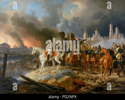 Napoleone a Mosca in fiamme - Adam Albrecht (1841) Foto Stock