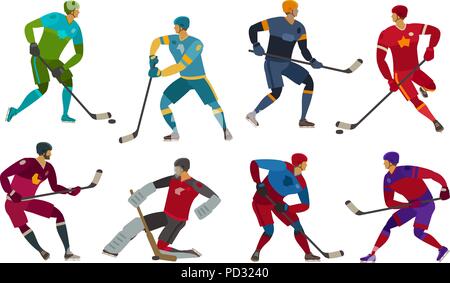 I giocatori di hockey. Sport concept. Fumetto illustrazione vettoriale Illustrazione Vettoriale