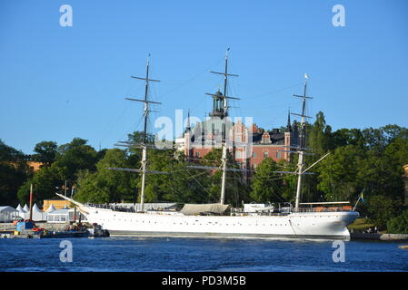 AF CHAPMAN, completamente in acciaio truccate nave ormeggiata a Skeppsholmen, Stoccolma, Svezia Foto Stock