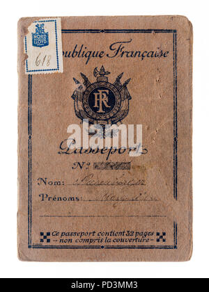 1935's vintage passaporto francese coperchio, Foto Stock