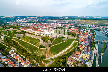 Vista della Fortezza di Marienberg in Wurzburg, Germania Foto Stock