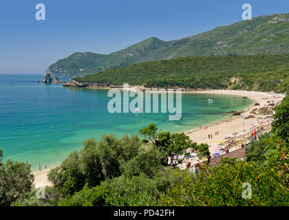 Praia da Arrabida beach, Arrabida national park, vicino a Setubal, Estremadura, Portogallo Foto Stock