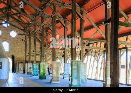 Francia, Cher, Berry, Grossouvre, Carbone Halle, Espace metallo, exhibition hall // Francia, Cher (18), Berry, Grossouvre, Halle de Grossouvre, Espace Métal, Foto Stock