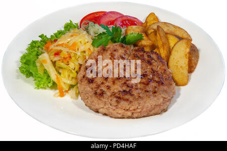 Molto grande pizza, hamburger, patty, secondo corso nel ristorante, fast food, cibo cibo sano Foto Stock