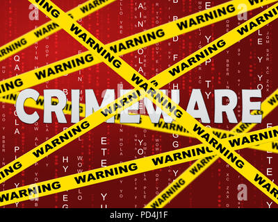 Crimeware Digital Cyber Hack sfruttare 2d illustrazione mostra la criminalità informatica e digitale malware dannoso su Internet o sul computer Foto Stock