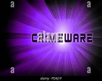 Crimeware Digital Cyber Hack sfruttare 3d illustrazione mostra la criminalità informatica e digitale malware dannoso su Internet o sul computer Foto Stock