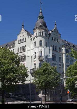 Architettura, specialmente con il giro del secolo di edifici Art Nouveau sono prominenti in molte parti della capitale finlandese di Helsinki Foto Stock