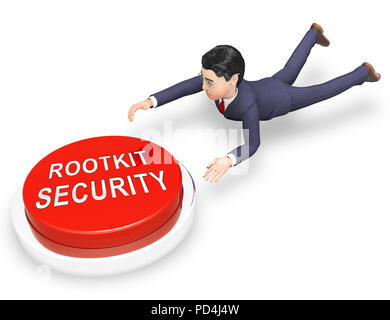 Rootkit Dati di Sicurezza Protezione Hacking 3D Rendering Software mostra la protezione contro malware Internet hacker Foto Stock