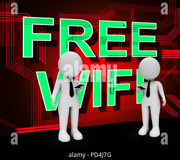 Free Logo Wifi Hotspot Surf Rendering 3d mostra pubblica di servizi Online Accesso Wireless per Cyber Comunicazione e Navigazione Foto Stock