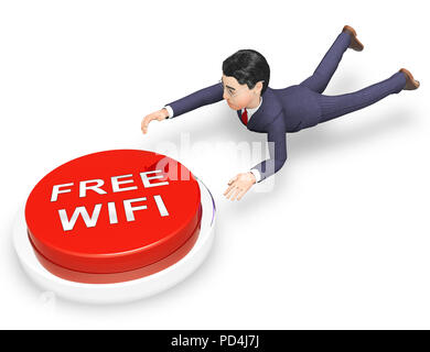 Free Logo Wifi Hotspot Surf Rendering 3d mostra pubblica di servizi Online Accesso Wireless per Cyber Comunicazione e Navigazione Foto Stock