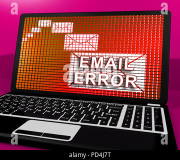 E-mail di errore Fail inviare problemi di rendering 3d mostra SOCCOMBENTE E-mail di avviso come lettera perso o disastro di consegna Foto Stock