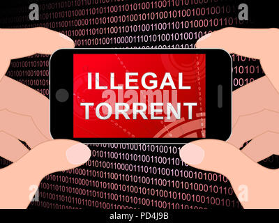 Torrent illegale di dati illegale scaricare 3D illustrazione mostra i dati in streaming dal bandito p2p Server di siti on-line Foto Stock