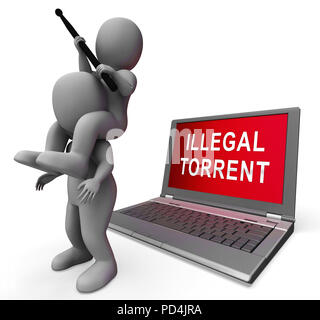 Torrent illegale di dati illegale scaricare il rendering 3d mostra i dati in streaming dal bandito p2p Server di siti on-line Foto Stock