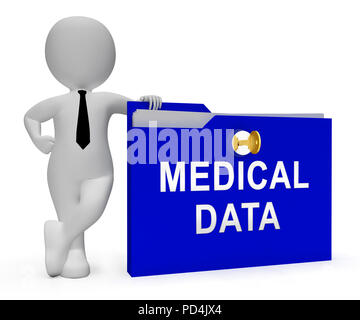 Dati di grande medico-sanitari database 3D Rendering mostra Healthcare Bigdata in un complesso di data center di storage Foto Stock
