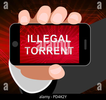 Torrent illegale di dati illegale scaricare 2D illustrazione mostra i dati in streaming dal bandito p2p Server di siti on-line Foto Stock