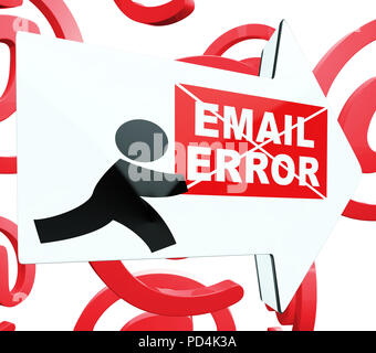 E-mail di errore Fail inviare problemi di rendering 3d mostra SOCCOMBENTE E-mail di avviso come lettera perso o disastro di consegna Foto Stock