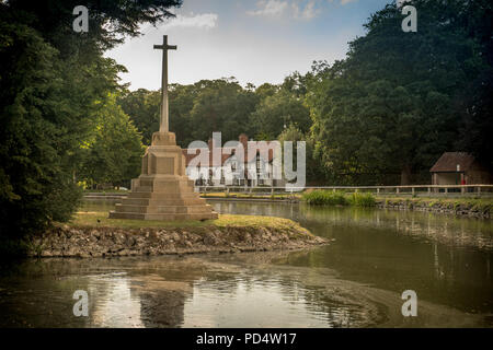 Il Duck Pond o "semplice" nel villaggio di vescovo Burton, East Riding of Yorkshire, Regno Unito giovedì 2 agosto 2018, Foto Stock