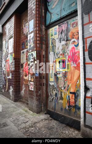 Arte di strada a Manchester il Northern Quarter Foto Stock