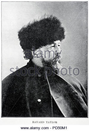Bayard Taylor 1825 - 1878, fu un poeta americano, critico letterario, traduttore, viaggio autore e diplomatico, illustrazione di antiquariato dal tardo ottocento Foto Stock