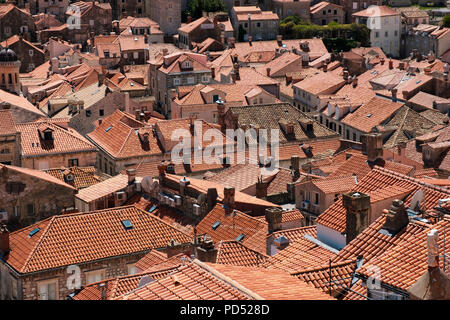 I tetti della Città Vecchia di Dubrovnik, Dubrovnik, Croazia, Europa Foto Stock