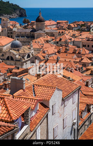 I tetti della Città Vecchia di Dubrovnik, Dubrovnik, Croazia, Europa Foto Stock