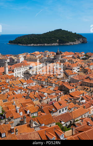 I tetti della Città Vecchia di Dubrovnik, Dubrovnik, Croazia, Europa Foto Stock