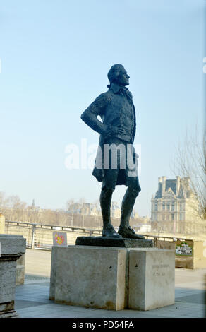 Parigi, Francia - GENNAIO-18, 2017: la statua di Jefferson è il primo a stare in Francia, dove ha servito come ministro degli Stati Uniti da 1785 a 1789 Foto Stock
