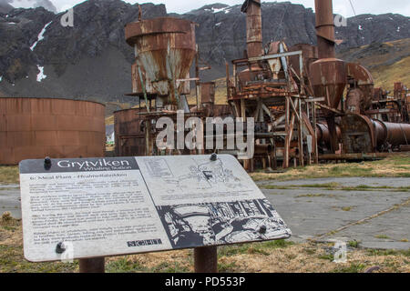 Abbandonata la stazione baleniera a Grytviken Georgia del Sud Foto Stock