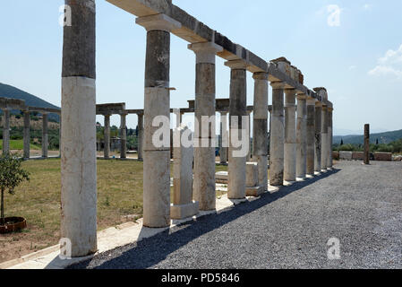 Vista del colonnato della Palaestra (Wrestling hall) complesso che risale al III secolo A.C. fino al IV secolo d.c. Antica Messene. Peloponne Foto Stock