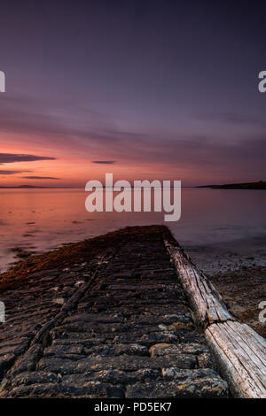 Testa di Hoxa, South Ronaldsay, Orkney al tramonto. Foto Stock