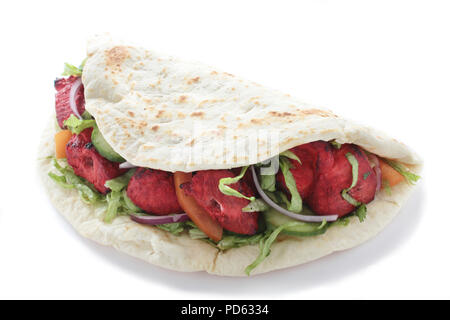 Indian tikka shish kebab naan wrap Foto Stock