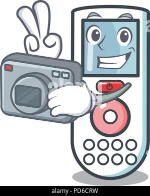 Fotografo telecomando mascotte cartoon Illustrazione Vettoriale