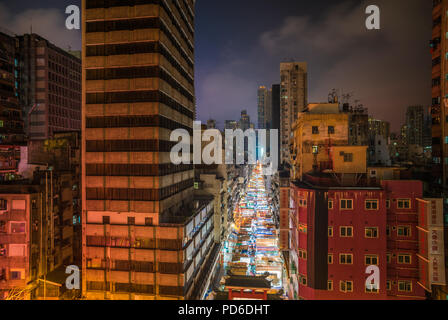 Il Mercato Notturno di Temple Street a Hong Kong Foto Stock