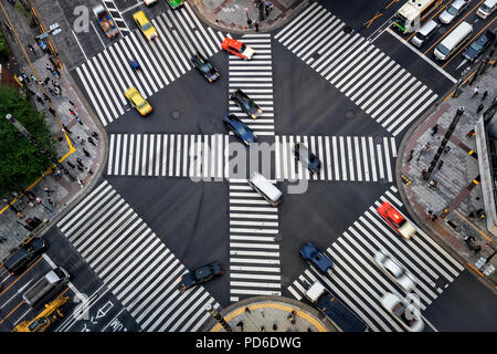 Giappone, isola di Honshu, Kanto, Tokyo, antenna vista sul quartiere di Ginza. Foto Stock