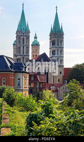 Naumburg, Blick vom Burgberg zur Westansicht Naumburger des Doms Foto Stock
