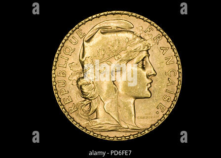 French Gold 20 Franc Coin Foto Stock