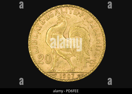 French Gold 20 Franc Coin Foto Stock