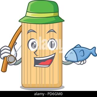 La pesca tagliere di legno mascotte cartoon Illustrazione Vettoriale
