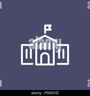Edificio scolastici icona piatto semplice contorno stile illustrazione. Illustrazione Vettoriale