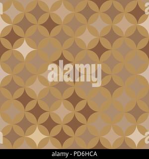 Abstract vector seamless retrò pattern di piastrelle con geometrica rouns texture di caffè Illustrazione Vettoriale