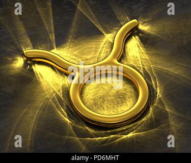 Il segno dello zodiaco in oro con sostanze caustiche - Taurus Foto Stock