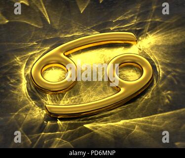 Il segno dello zodiaco in oro con sostanze caustiche - il cancro Foto Stock