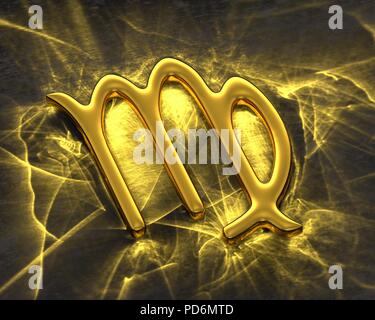 Il segno dello zodiaco in oro con sostanze caustiche - Virgo Foto Stock