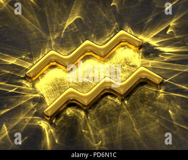 Il segno dello zodiaco in oro con sostanze caustiche - Aquarius Foto Stock