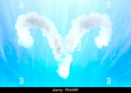 Simbolo di astrologia nel materiale di cloud - Aries Foto Stock