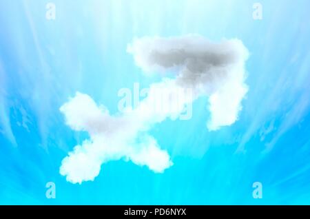 Simbolo di astrologia nel cloud materiale - il Sagittario Foto Stock