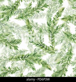 Acquerello seamless pattern con abete rami Foto Stock