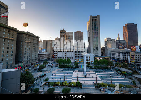 Vista aerea di Union Square a San Francisco Foto Stock