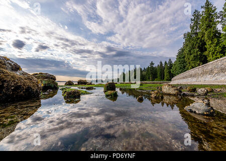 Una passeggiata mattutina lungo la Stanley Seawall nel Parco di Stanley Foto Stock