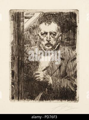 Anders Zorn - Self-portrait (etching) 1911. Foto Stock